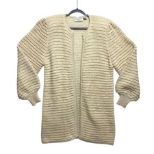 Vintage Bonnie Boerer Longline Cardigan Small Gold Metallic Silk Mohair Blend