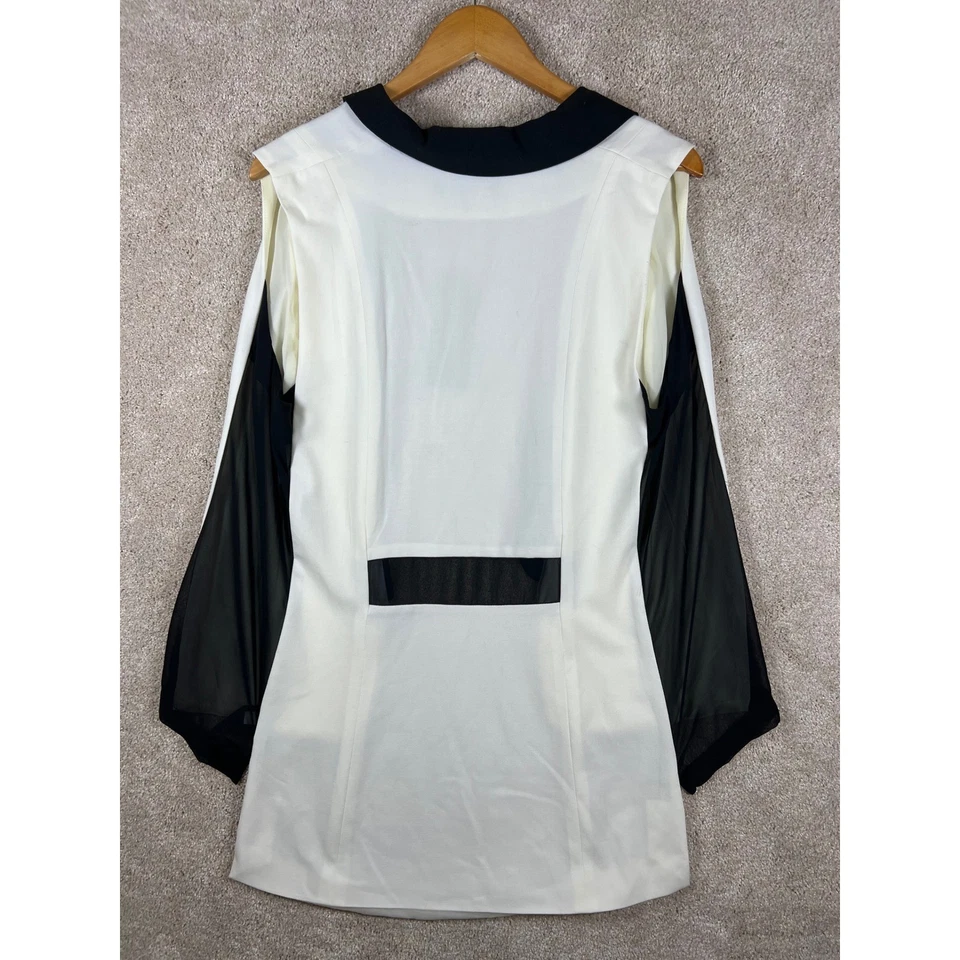 NWT Mossimo Ivory Black Sleeveless Vest with Attached Sleeve Sheer Panel XL Chic - Image 2 of 4