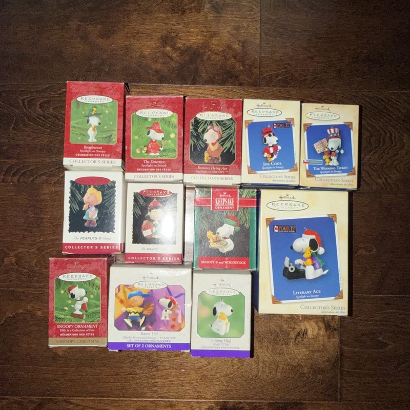 Lot of 12 Hallmark Keepsake Christmas Ornament Peanuts Snoopy