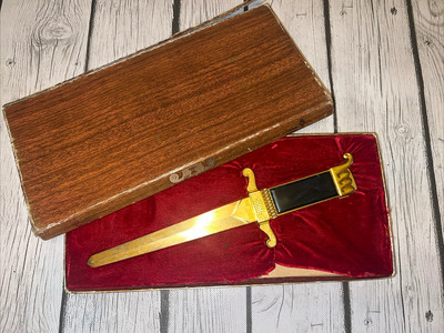 Vintage ASR ASCOT Dagger Lighter, paper weight & Letter Opener With Case