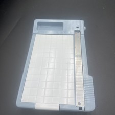 Mini Guillotine Paper Trimmer 6" Craft Cutter Blue with Built-In Storage Tray