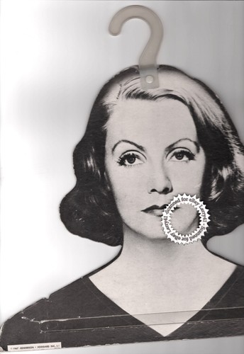 vintage GRETA GARBO face head cardboard mannequin, hanger, store display antique