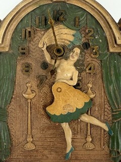 Lux Type Animated Clock Nude Fan Dancer Vintage
