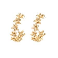 Exquisite Golden Flower Hoop Earrings Floral Flower Dangle Hoop Earrings for Wom