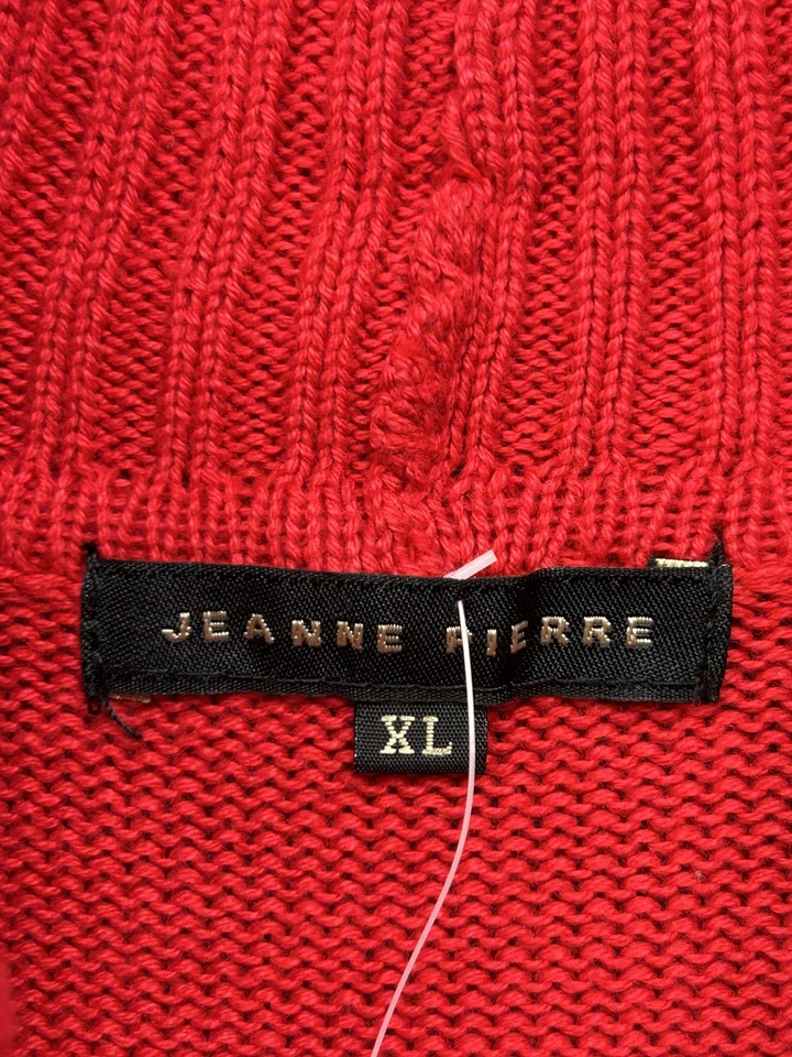 Suéter Jeanne Pierre Mujer XL Rojo Cuello Alto 100% Algodón Pullover Tejido Raglán Foto 4 de 4