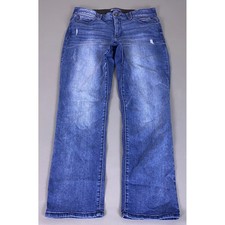 Democracy Ab Solution Straight Leg Jeans Women's 16 Blue Distressed Medium Wash