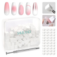 100PCS Nail Sponges for Ombre: Nail Art Sponges with Storage Box Grabbing Pen Om