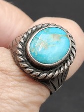 Vtg Sterling Silver .925 Southwest Turquoise Wide Band Ring 10.5 Size 20 Grams