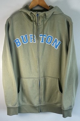 Burton Dryride Men s Hoodie Sweater Size M Green HB Bonded Full Zip Spellout EUC