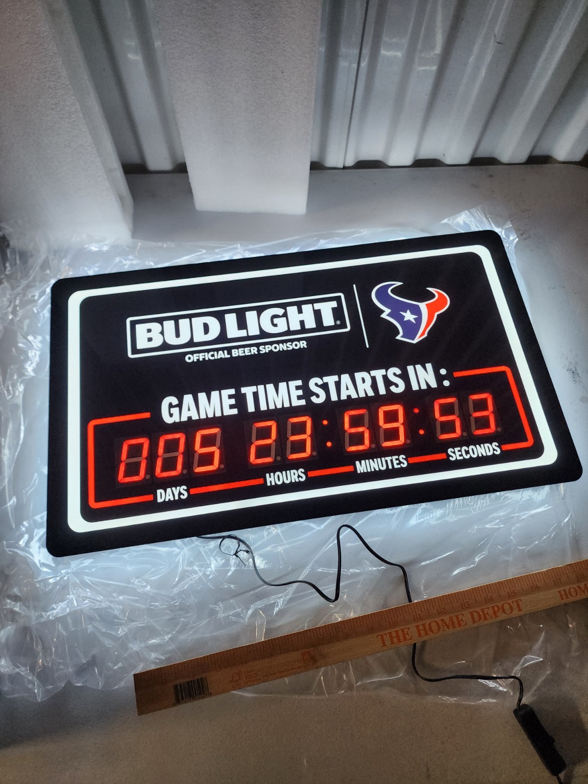 Bud Light Beer Houston Texas Nfl Football Metal Beer Sign Game Day Countdown Led