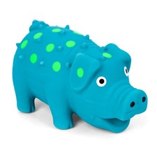 POPLAY Squeaky Latex Grunting Pig Dog Toy, 4 Inch Small Blue Small,