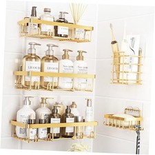 5 Pack Shower Caddy Organizer Rack Shelf for Inside Shower, Self Adhesive Gold