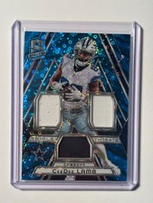 2024 Spectra Triple Threats CeeDee Lamb Neon Blue Prizm #/60 TRIPLE JERSEY 