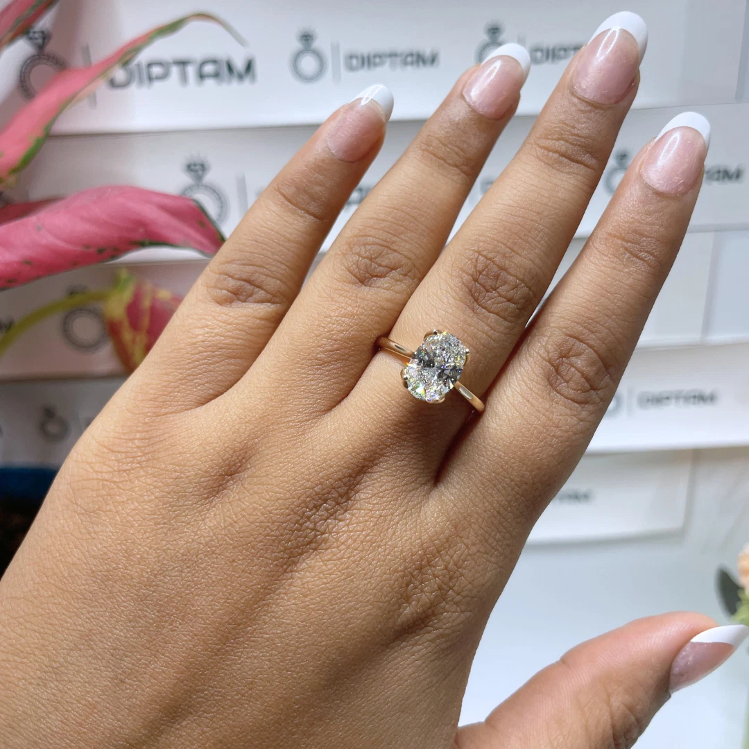 2.00 Ct F VS1 Oval Solitaire 14k Yellow Lab Grown Diamond Ring IGI Certified image-5