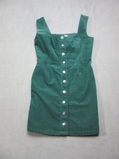 Urban Outfitters Dress Womens 6 Green Corduroy Mini Square Neck Button-Front