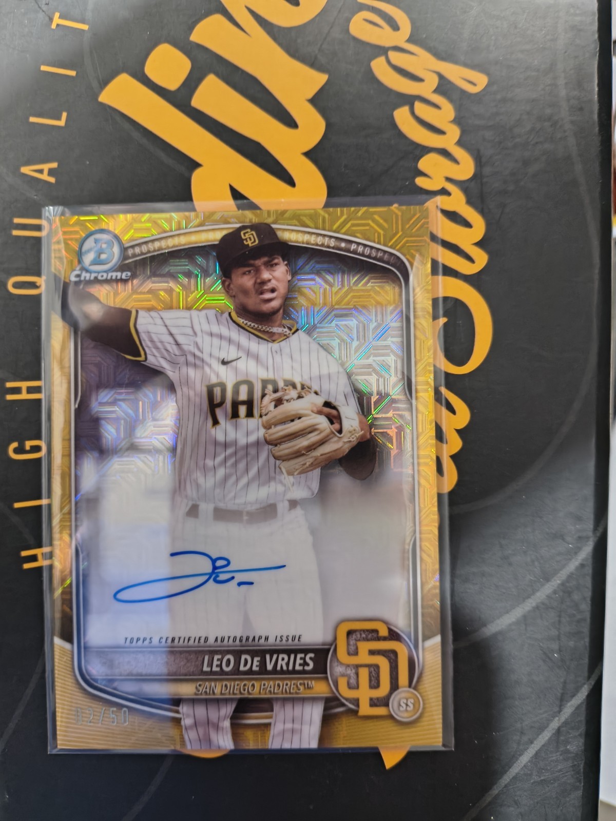 LEO DE VRIES Gold Chrome Refractor Mojo Auto 2/50 SP 2025 Bowman Baseball 