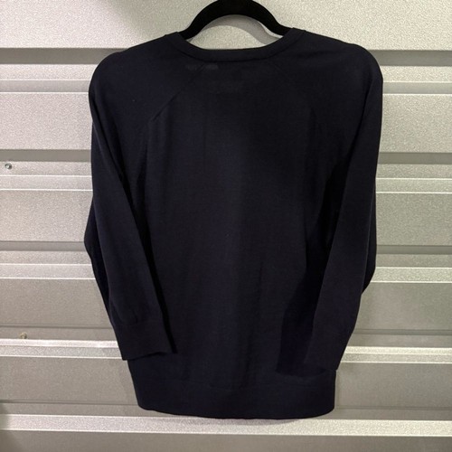 Ann Taylor Button Front Navy Cardigan NWT Large Classic Crewneck Office Layering - Picture 3 of 5