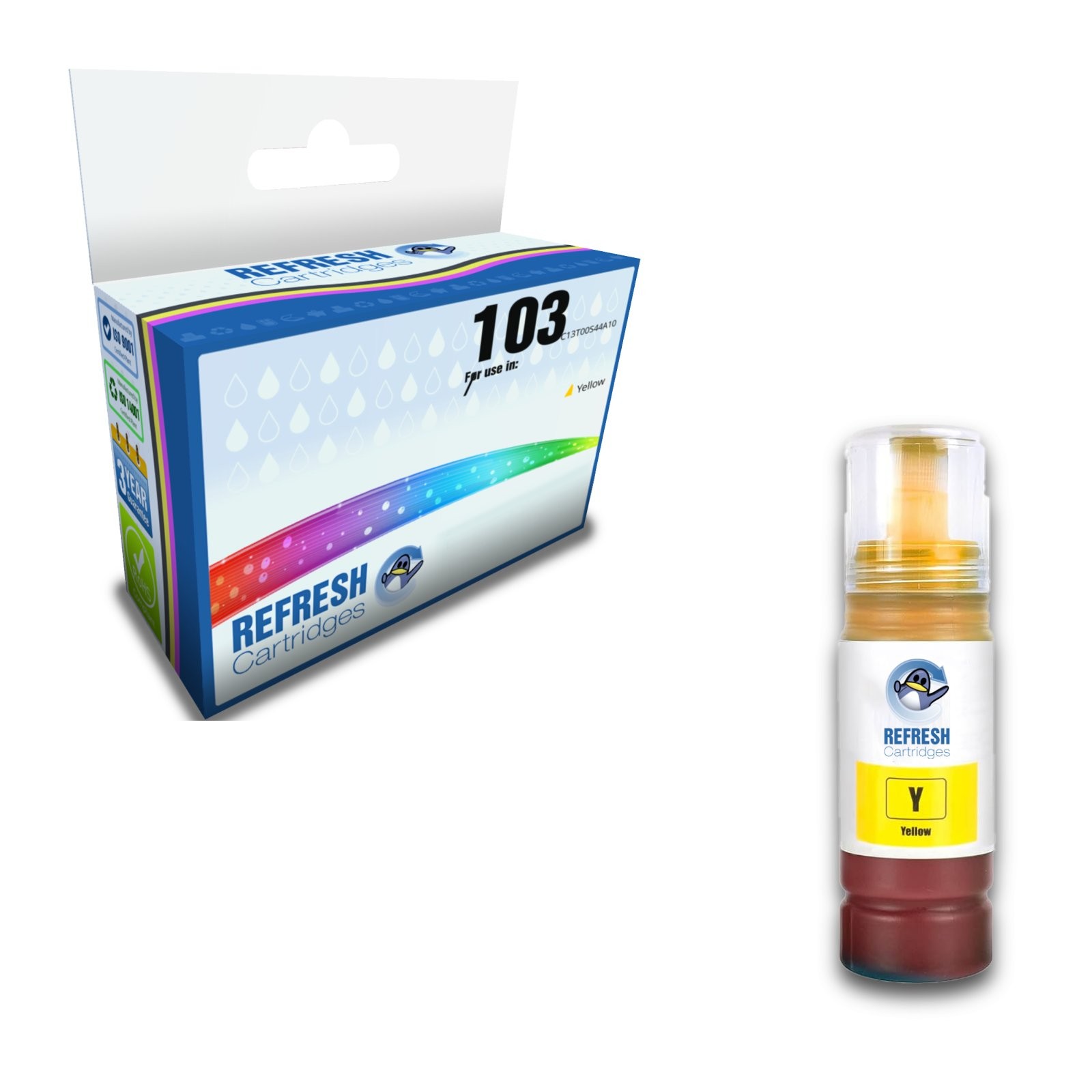 Compatible 103 (C13T00S44A10) Yellow Ink Bottle Cartridge Replacement for Epson Printers - Image 2