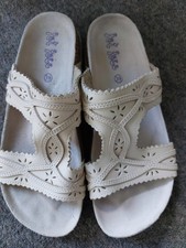 FAT FACE Cream Ivory Slip On Sandals Mules Sliders Leather 39 UK 6 to 7 ExCon