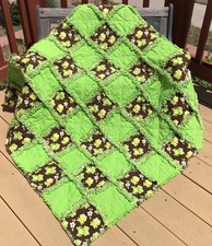 Rag Quilt Frogs 44 X 44 all Flannel Handmade USA 216
