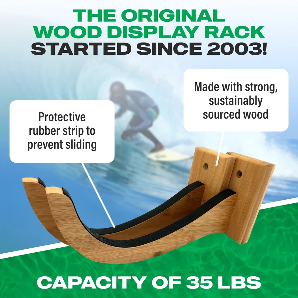 COR Surf Wood Surfboard Wall Rack - Bamboo or Dark Wood - Image 4 of 4