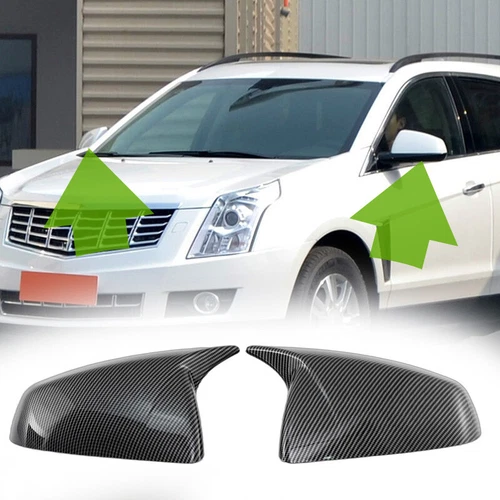 Carbon Style OX Horn Rear View Wing Mirror Cover Cap For Cadillac SRX 2010-2016