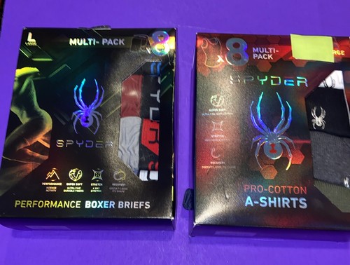 NEU! Spyder 8er-Pack mehrfarbige Performance Boxershorts & 8er-Pack A-Shirts / 180 $/LGE