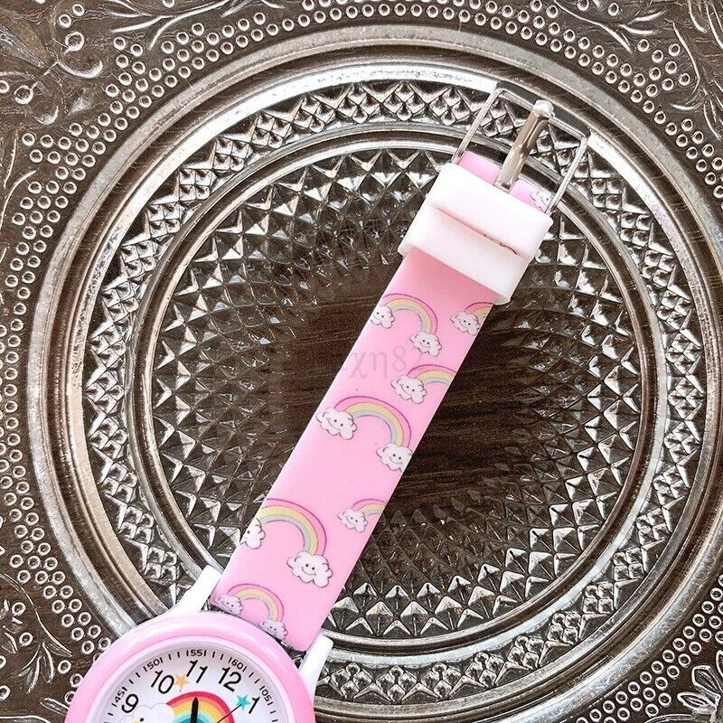 AU Pink Rainbow Watch Time Teacher Wristwatch Christmas Present Gifts For Girls - image 3 of 4