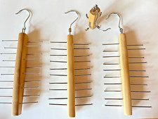 Wooden Tie Holders Lot of 3 Racks Organizer Hanging Holds 20 Belt Hanger Scarf