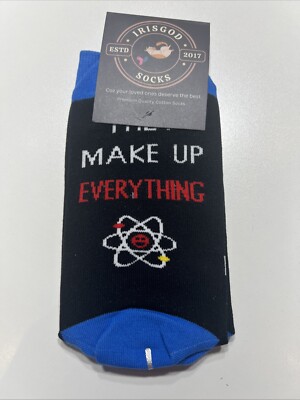 IRISGOD NEVER TRUST AN ATOM THEY MAKE UP EVERYTHING CHEMISTRY PHYSICS SOCKS 6-13