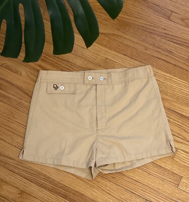 Vintage 70s Mens Size 32 Dior Tennis 2” Inseam Lined Shorts Beige