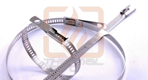 BLACK MOTORCYCLE EXHAUST PIPE HEADER WRAP 2" X 50 FT W/ STAINLESS LOCKING TIES - Picture 3 of 3
