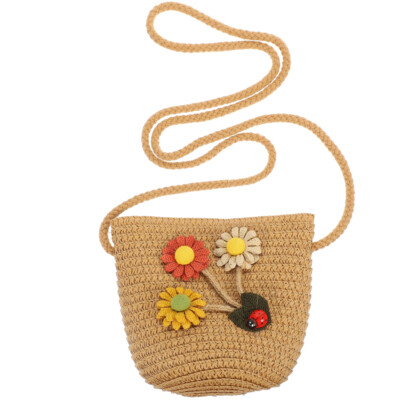 Girl Crossbody Pouch Lovely Small Crossbody Bag Beach Kids Straw Woven Bag collections