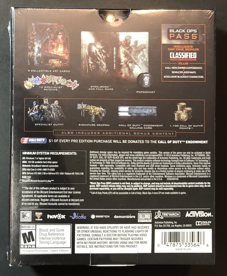 Call of Duty Black Ops 4 [ PRO Edition STEELBOOK Box Set ] (PC) NEW | eBay
