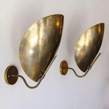 Pair Of 1 Curved Brass Shades Wall Scones Italian Light Brass Scones Decor Light