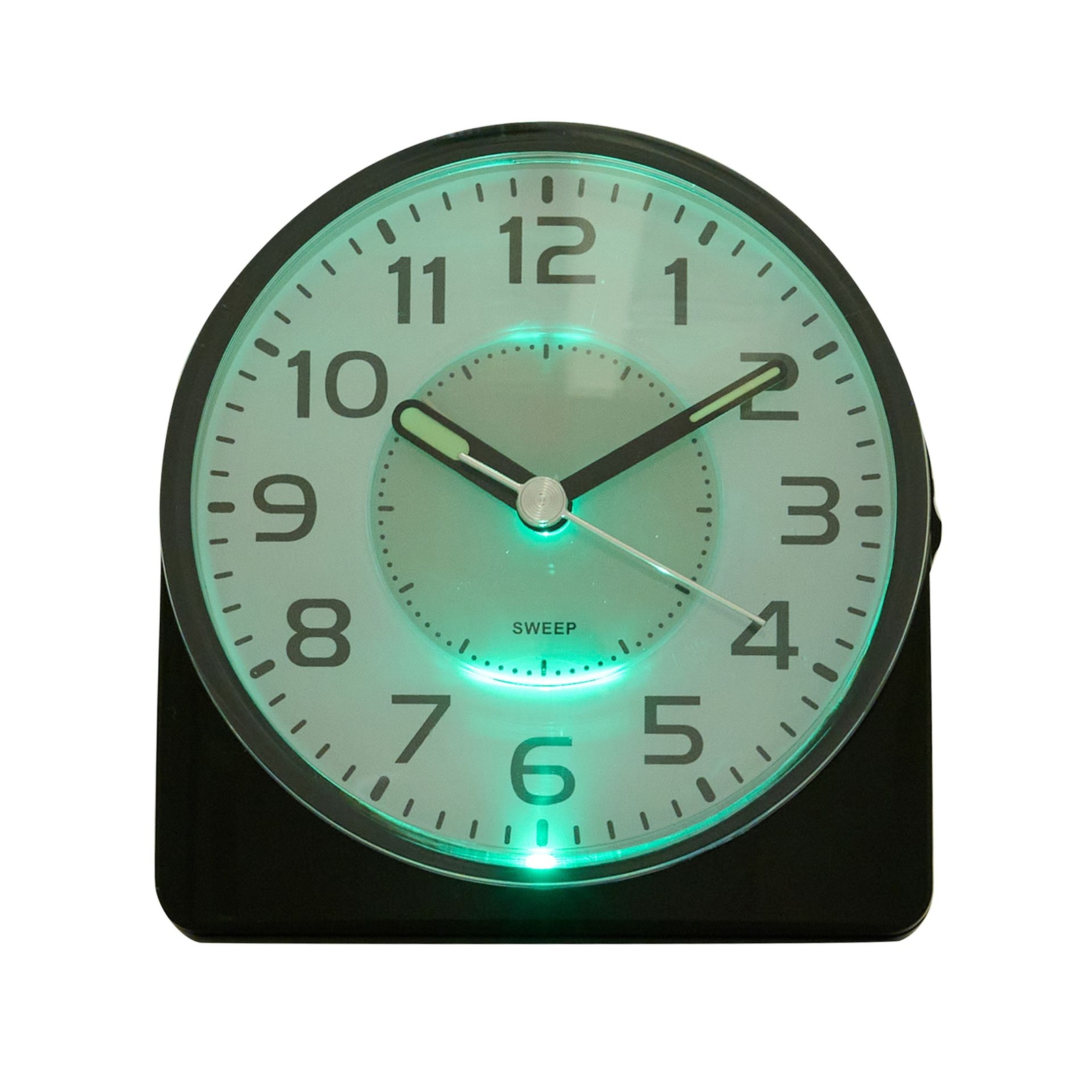 Wm.Widdop Silent Sweep Round Face Blinking Light Alarm Clock  - Black