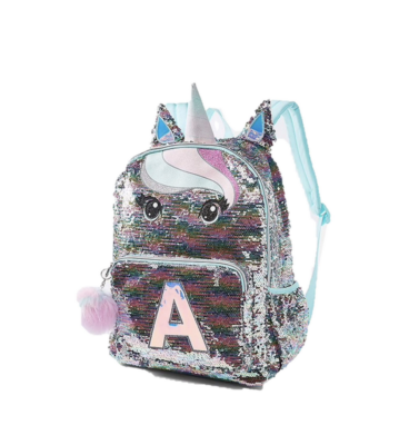 Justice Pastel Unicorn Flip Sequin Backpack Initial
