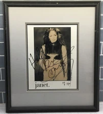 Vintage Signed Janet Jackson Picture Framed