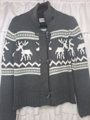 RD Style Cardigan Gray And White With Reindeer
