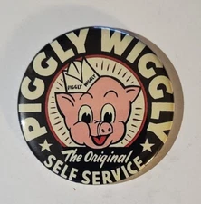 Piggly Wiggly Magnet/Mirror/Pin Back 2.25" Round Vintage Sign