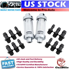 2Pcs Universal 1/4" 5/16" 3/8" Chrome Glass Reusable Washable Inline Fuel Filter