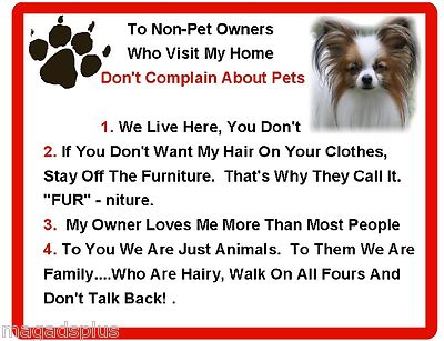 Funny Dog Papillon House Rules Refrigerator / Magnet Gift Card Idea