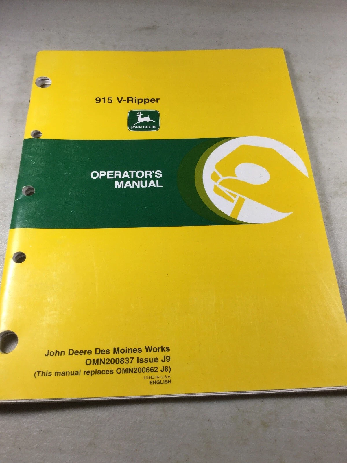 John Deere 914 V Ripper Operators Manual