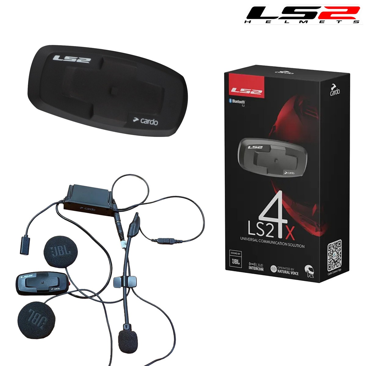 LS2 Cardo 4X Bluetooth Communication Headset Motorcycle Universal fits-  Advant X