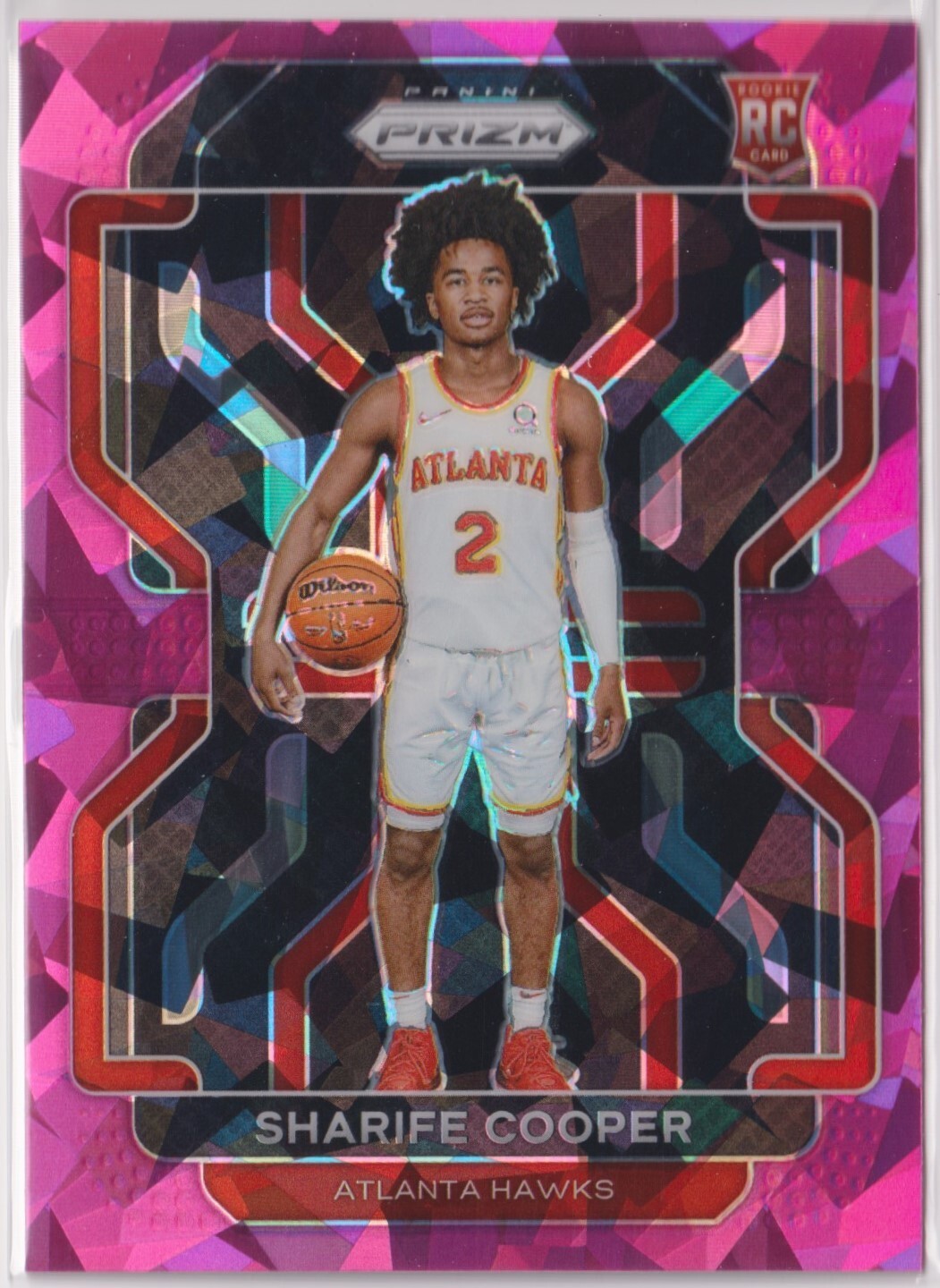 Sharife Cooper 2021-22 Panini Prizm Pink Cracked Ice Rookie Card #280 SP