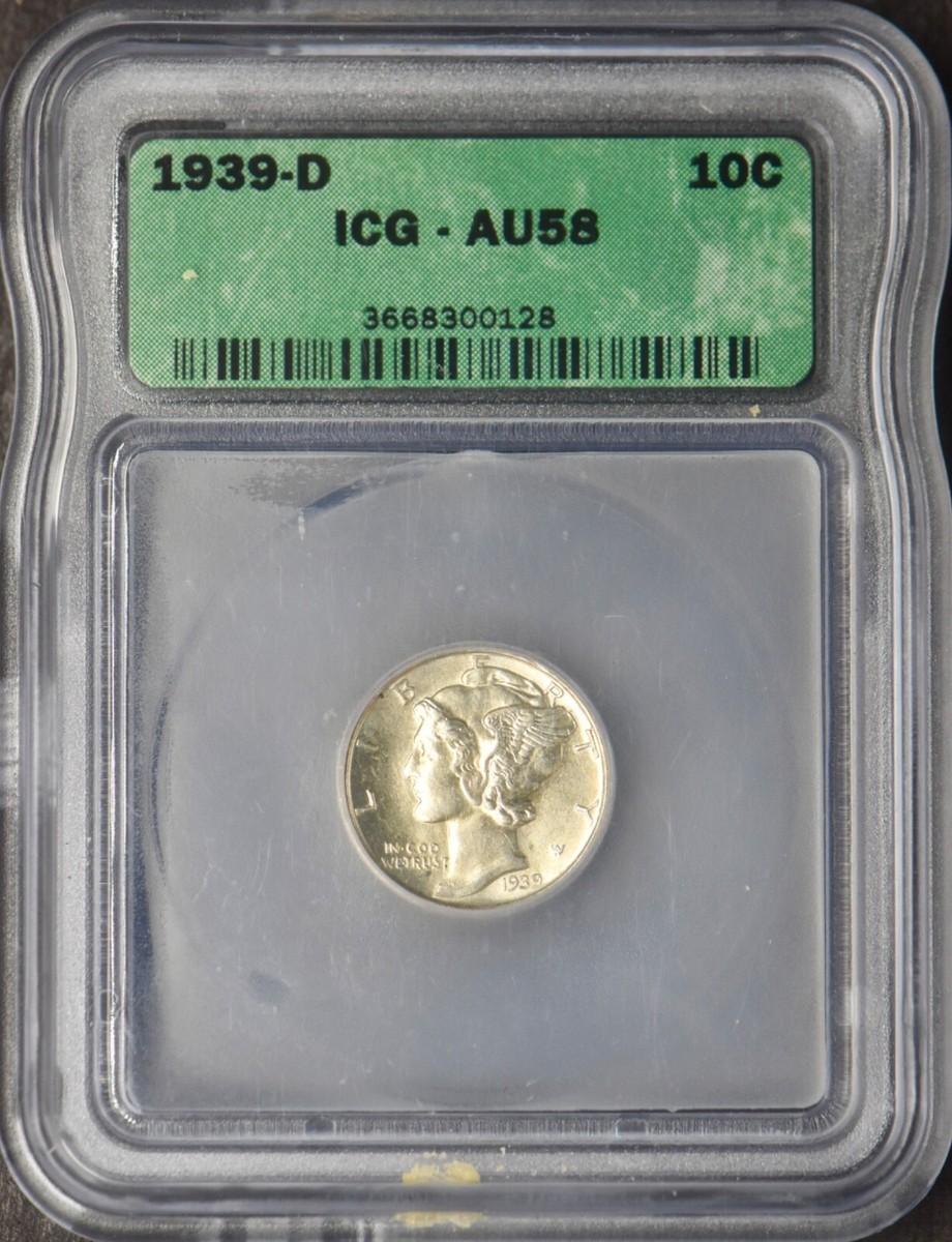 1939-D Mercury Silver Dime - ICG AU58 - ✪COINGIANTS✪ | eBay