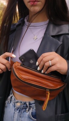 Genuine Leather Fanny Pack Crossbody Sling Waist Banana Handmade Bag Belt Purse