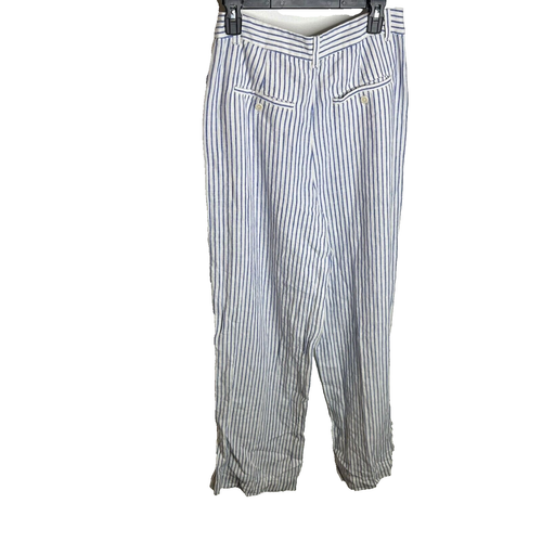 Madewell $88 Tall Harlow Wide-Leg Pant 100% Linen Bluestone Stripe Size T0 NK184 - Picture 5 of 8