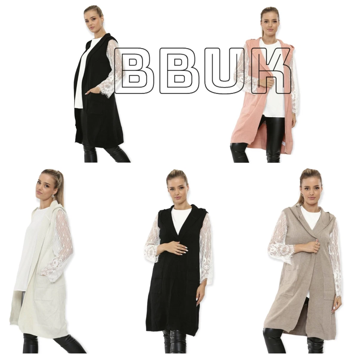 Fine knit top hoodie ladies