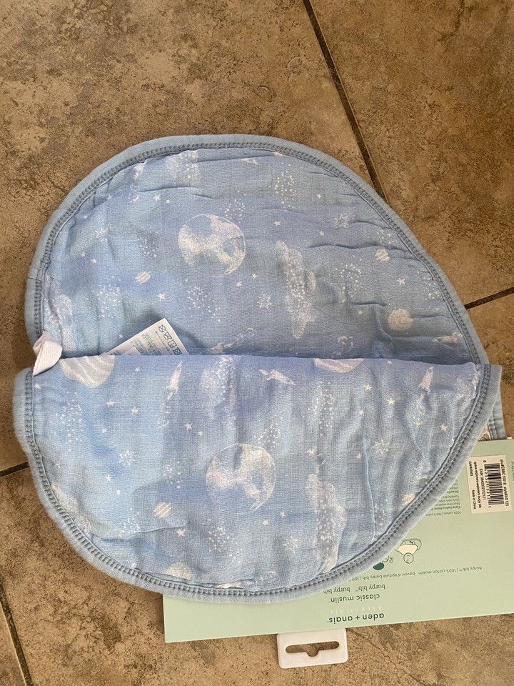 aden + anais Burpy Baby Bib, 100 Cotton Muslin, Solar Astronaut Stars